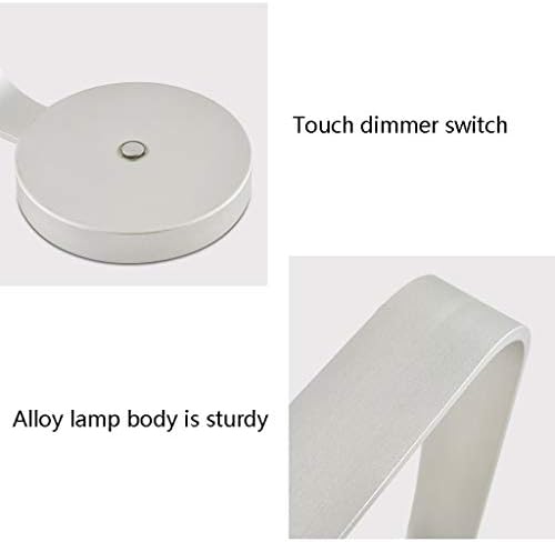 Modern LED Desk Lamp with Touch Dimming, Plug-in Design for Study, Work, Bedroom & Bedside - Stylish Silver Finish for Home & Office Lighting
