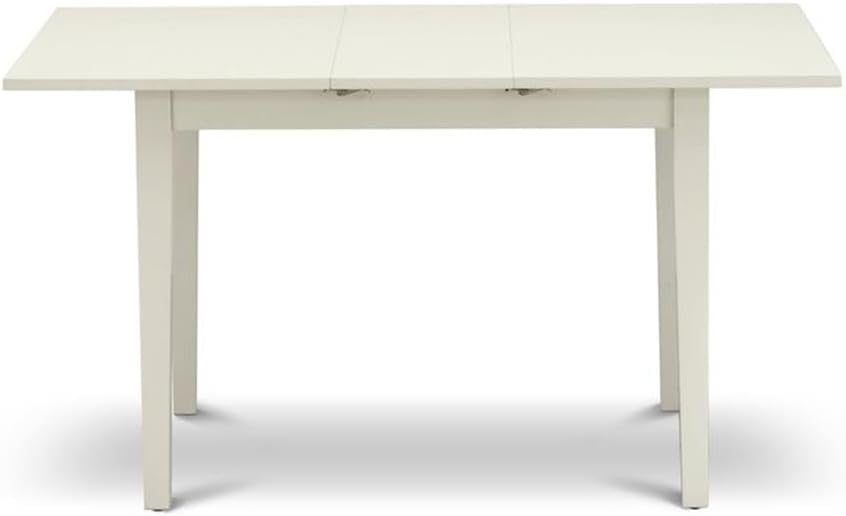 East West Furniture NFT-LWH-T Norfolk Kitchen Table - a Rectangle Dining Table Top with Butterfly Leaf, 32x54 Inch, Linen White