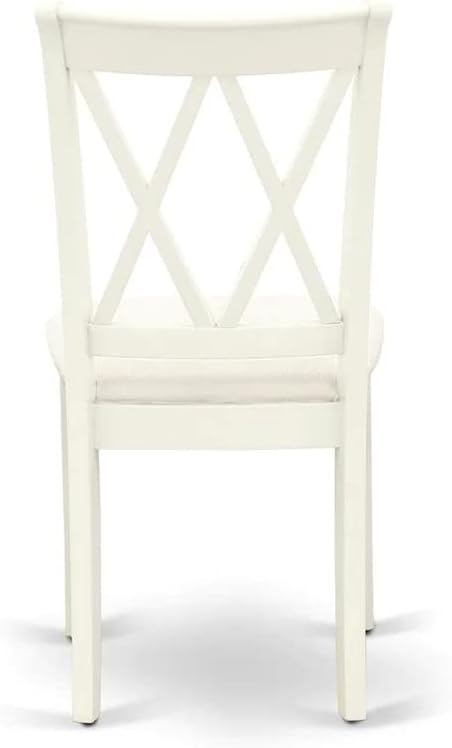 East West Furniture ANCL5-LWH-C 5 Piece Dining Room Table Set Includes a Round Wooden Table with Pedestal and 4 Linen Fabric Kitchen Dining Chairs, 36x36 Inch, Linen White