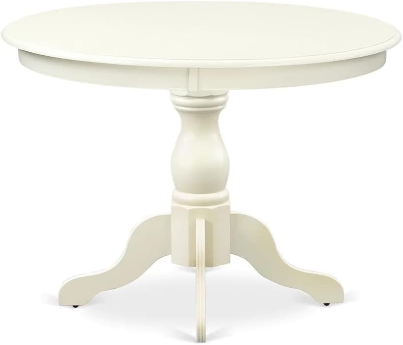 East West Furniture HBT-LWH-TP Hartland Dining Room Table - a Round kitchen Table Top with Pedestal Base, 42x42 Inch, Linen White