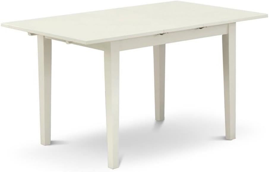 East West Furniture NFT-LWH-T Norfolk Kitchen Table - a Rectangle Dining Table Top with Butterfly Leaf, 32x54 Inch, Linen White