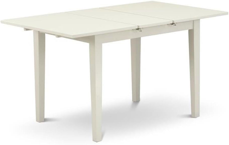 East West Furniture NFT-LWH-T Norfolk Kitchen Table - a Rectangle Dining Table Top with Butterfly Leaf, 32x54 Inch, Linen White