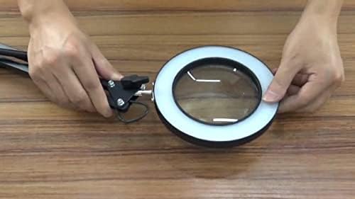 Magnifier Desktop Magnifying Lamp with Clamp Dimmable Glass Light Lens Adjustable Swivel Arm Robust Base High Clarity for Sewing magnifiers