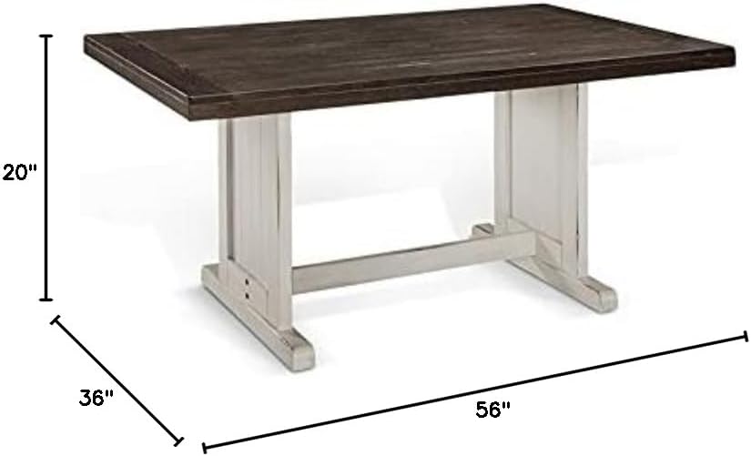 Pemberly Row Wood Breakfast Nook Set, Off White and Dark Brown Finish, Mahogany Base, Hidden Storage Benches, Reversible Design, Two-Toned European Cottage Style Dining Set for Small Spaces