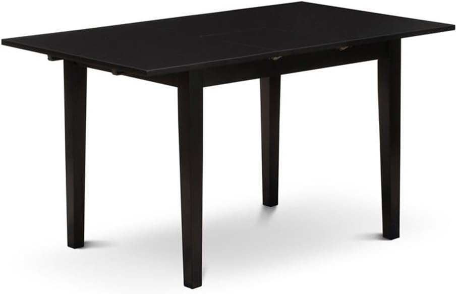 East West Furniture NFT-BLK-T Norfolk Kitchen Table - a Rectangle Dining Table Top with Butterfly Leaf, 32x54 Inch, Black