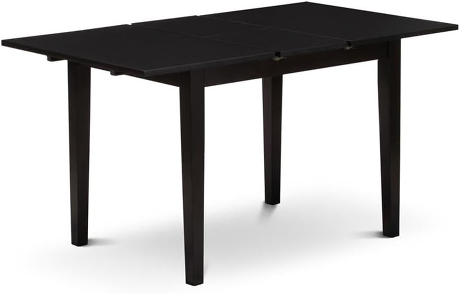 East West Furniture NFT-BLK-T Norfolk Kitchen Table - a Rectangle Dining Table Top with Butterfly Leaf, 32x54 Inch, Black