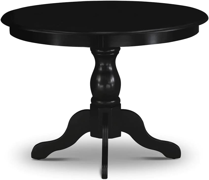 East West Furniture HBT-ABK-TP Hartland Kitchen Table - a Round Dining Table Top with Pedestal Base, 42x42 Inch, Wirebrushed Black