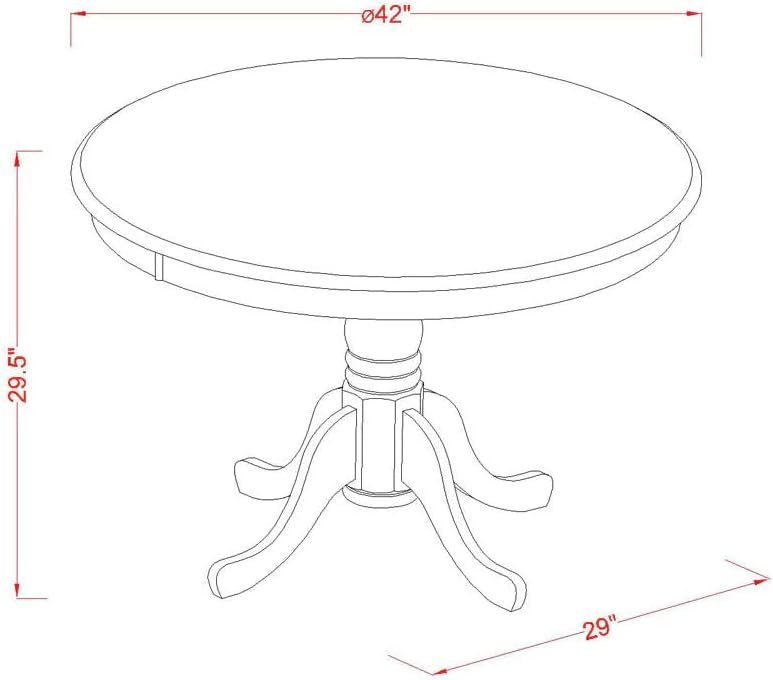 East West Furniture HBT-MAH-TP Hartland Kitchen Table - a Round Dining Table Top with Pedestal Base, 42x42 Inch, Mahogany