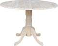 IC International Concepts, Round Dual Drop Leaf Pedestal Dining Table, Solid Real Wood, Sturdy Parawood, Dimensions 42'D x 42'W x 29.5'H, 40lbs Capacity, Paint/Stain Ready, Unfinished