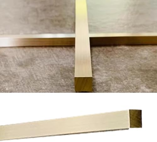 Brushed Brass Floor Transition Strip - Durable Metal Edge for Doorways, Solid Gap Bar for Tile/Wood Floors, Rectangle Seam Ramp for Smooth Transitions