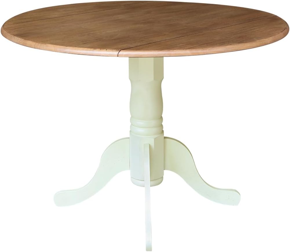 IC International Concepts 42' Round Dual Drop Leaf Pedestal Dining Table