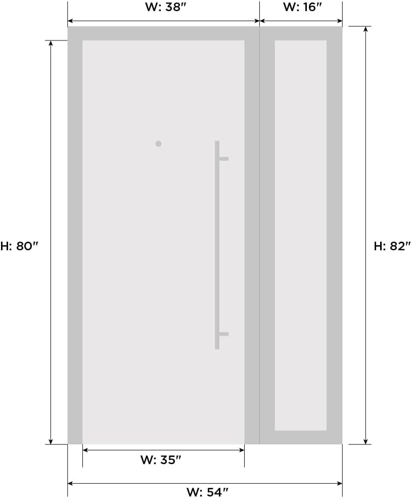 VDOMDOORS Front Exterior Prehung Steel Door/Deux 6501 Anthracite/Side Exterior Window/Stainless Inserts Single Modern Painted-W36+16' x H80-Right-hand Inswing