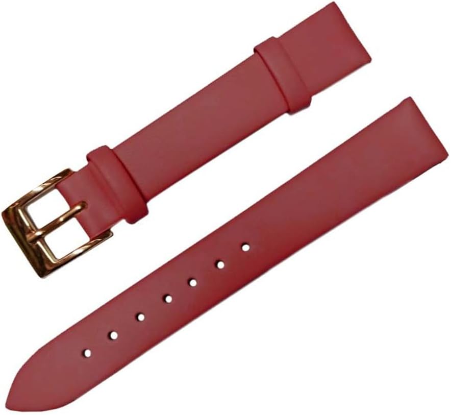 LeatherFor Women Men 12mm 14mm 16mm 18mm 20mm 22mm Watch Band Straps Thin Watch Bracelet Watch Accessories Red 2 22mm