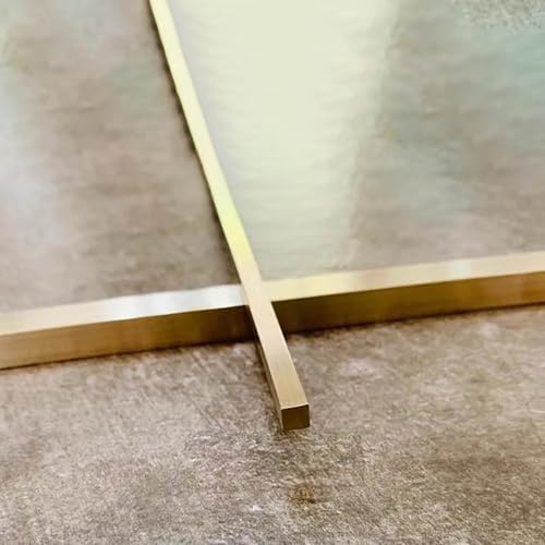 Brushed Brass Floor Transition Strip - Metal Edge Gap Trim for Doorways, Extra Narrow 5x10mm Divider for Wood & Tile, Durable Threshold Cover Bar for Laminate Flooring