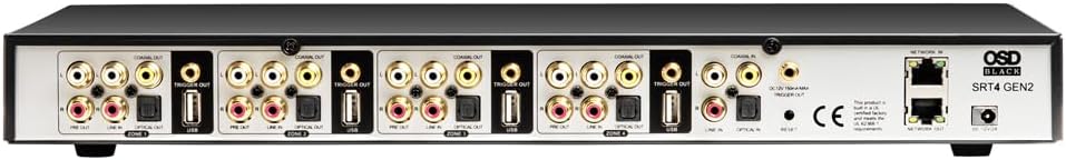 OSD Audio SRT4 GEN2 App Control 4 Zone Media Streamer, iOS or Android App, Airplay Compatible, 12V Trigger