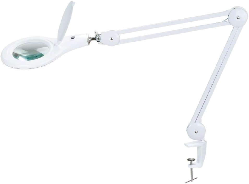 Pro'sKit LED Table Clamp Magnifier Lamp 110V, Dust-Proof Cover, Universal Joint Neck, Adjustable arm, Multi-Purpose, 56 Super Bright SMD LED, Subdued Lighting Cover