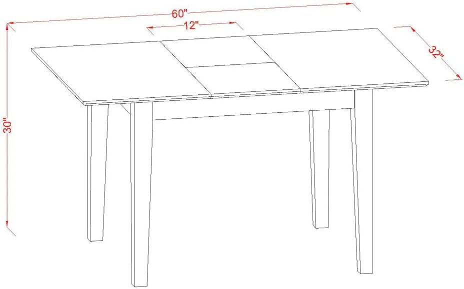 East West Furniture PST-SBR-T Picasso Dining Table - a Rectangle Wooden Table Top with Butterfly Leaf, 32x60 Inch, Saddle Brown