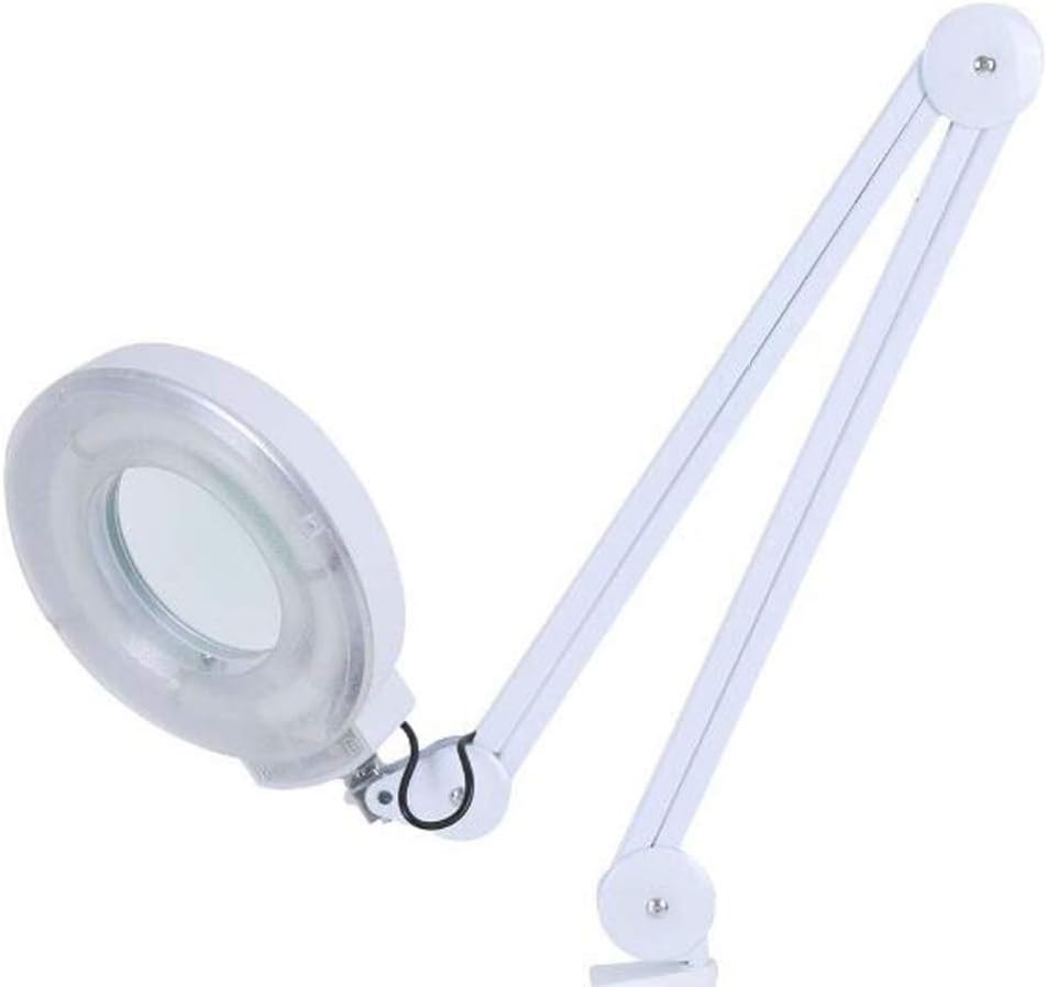 5X/8X LED Magnifying Lamp with Clamp,Super Bright Magnifier Glass Lamp, Full Daylight Lens with Adjustable Swivel Arm Light for Desk Table Task Craft Or Workben (White(8X))