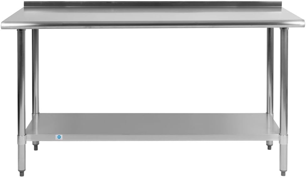 Flash Furniture Reese NSF Certified Stainless Steel Kitchen Prep and Work Table, Commercial Work Table with Storage, 60'W x 24'D x 36'H, Silver