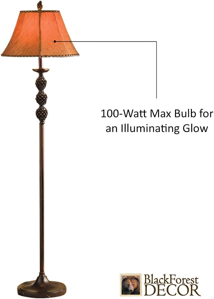 BLACK FOREST DECOR Rustic Lodge Floor Lamp - Pinegrove Standing Lamp for Home & Cabin Decor