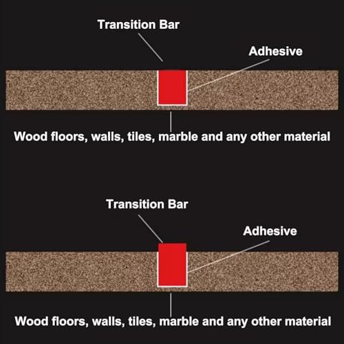 Brushed Brass Floor Transition Strip - Durable Metal Edge for Doorways, Solid Gap Bar for Tile/Wood Floors, Rectangle Seam Ramp for Smooth Transitions