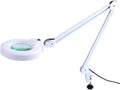 5X/8X LED Magnifying Lamp with Clamp,Super Bright Magnifier Glass Lamp, Full Daylight Lens with Adjustable Swivel Arm Light for Desk Table Task Craft Or Workben (White(8X))