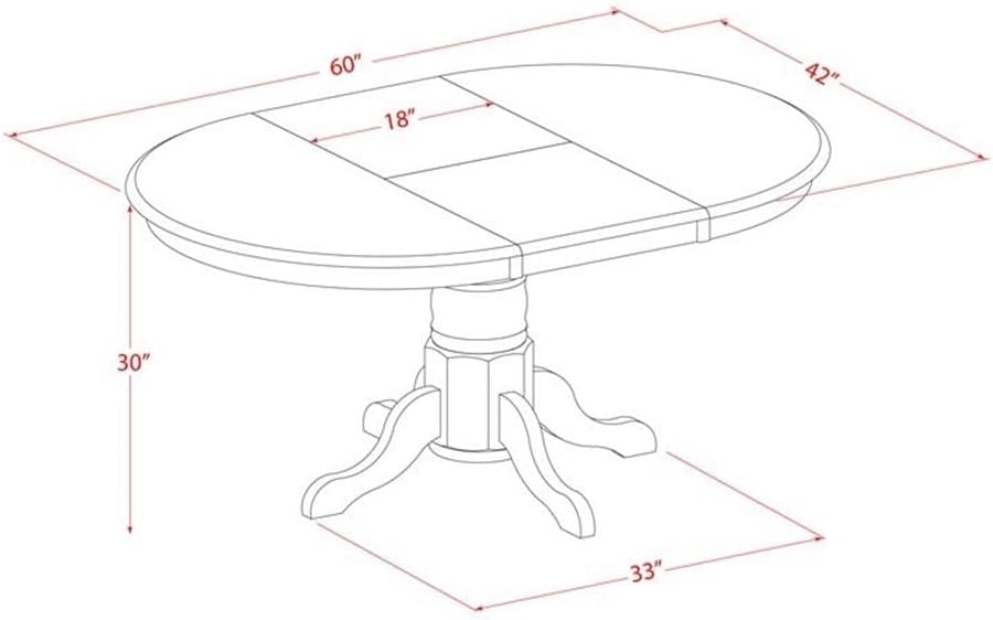 East West Furniture AVT-WHI-TP Avon Dining Table - an Oval Wooden Table Top with Butterfly Leaf & Pedestal Base, 42x60 Inch, Buttermilk & Cherry