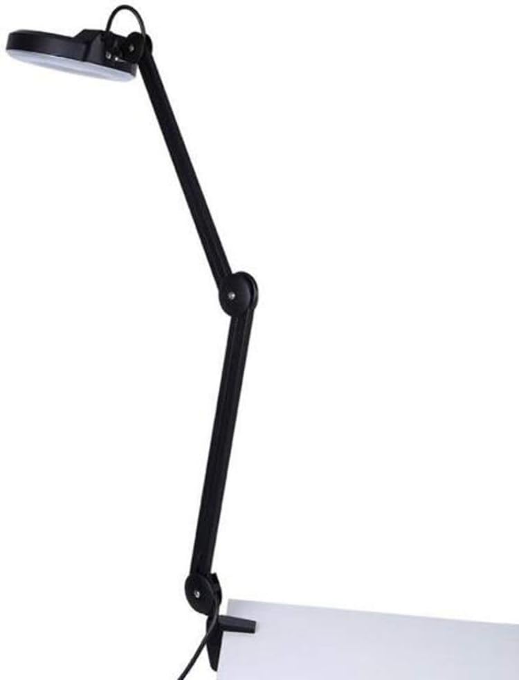 5X/8X LED Magnifying Lamp with Clamp,Super Bright Magnifier Glass Lamp, Full Daylight Lens with Adjustable Swivel Arm Light for Desk Table Task Craft Or Workben (Black(5X))