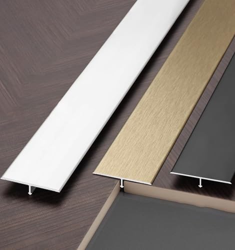 Matte Black T-Shape Floor Transition Strip - Set of 3 Aluminum Alloy Threshold Molding for Wood to Tile, 60mm Wide Flooring Gap Cover for Doorways and Entryways
