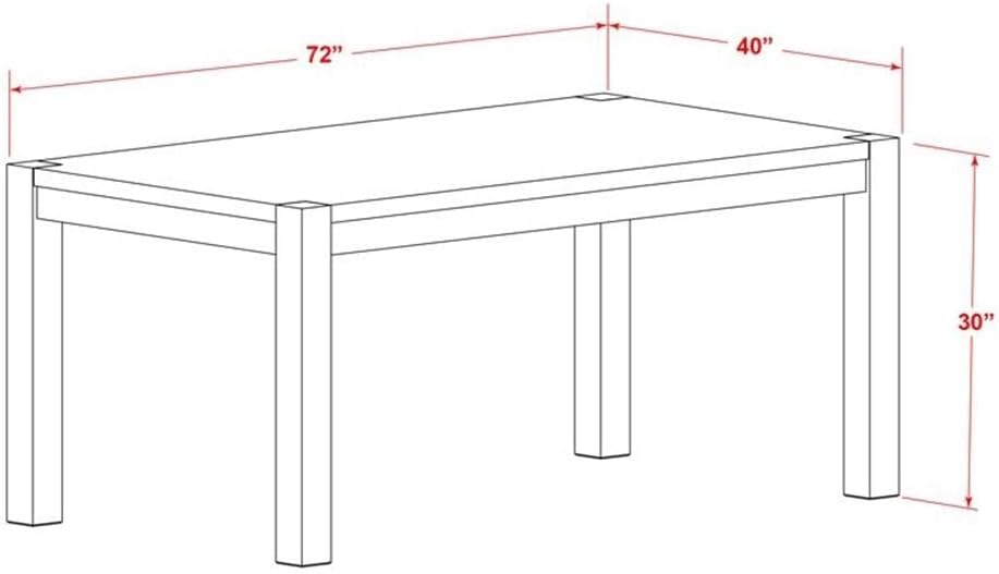 East West Furniture LM7-07-T Lismore Modern Dining Table - Rectangle Rustic Farmhouse Table, 40x72 Inch, Jacobean