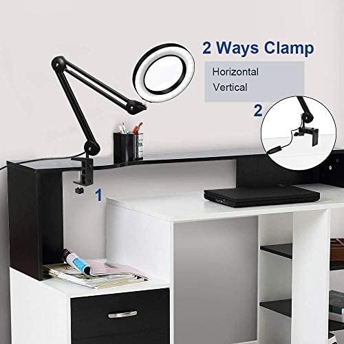 Magnifier Desktop Magnifying Lamp with Clamp Dimmable Glass Light Lens Adjustable Swivel Arm Robust Base High Clarity for Sewing magnifiers The New Friendship Years