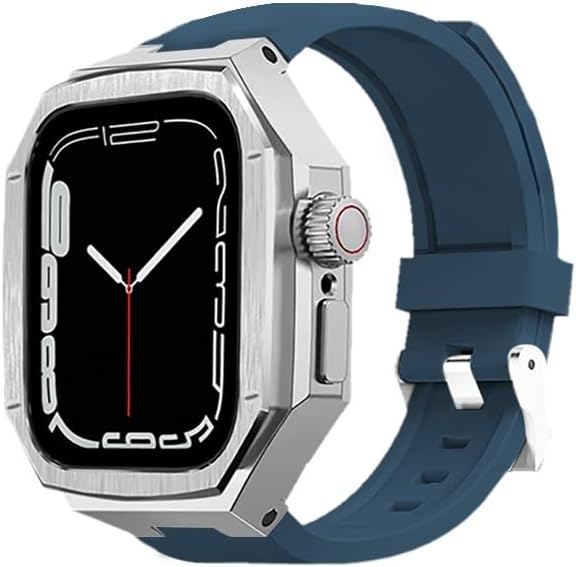Rubber Watch Band Metal Alloy Stainless Steel Case，For Apple Watch S10 46mm 42mm Series Watch Modification Kit Silicone Strap Watch Case Accessories