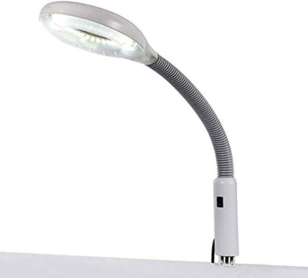 Led Magnifying Lamp with Clamp, with Adjustable Swivel Arm Light,5X Magnifier Vertical Desk Magnifying Lamp Light Beauty Adjustable Beauty Stand Salon Tattoo Nail Skin