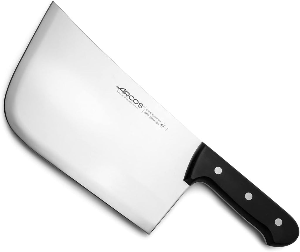 Arcos Cleaver Knife Butcher Knife - Nitrum Stainless Steel Blade 10' - Polyoxymethylene Handle (POM) in Black Color (7'') - Series Universal - Black Color