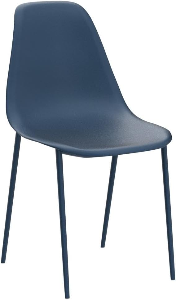 Poly & BARK Isla Modern Kitchen Chairs Set of 4 - Plastic Dining Chair with Metal Legs - Quick Assembly Simple Cafe Chairs Plastic for Indoor or Outdoor - Lago Blue