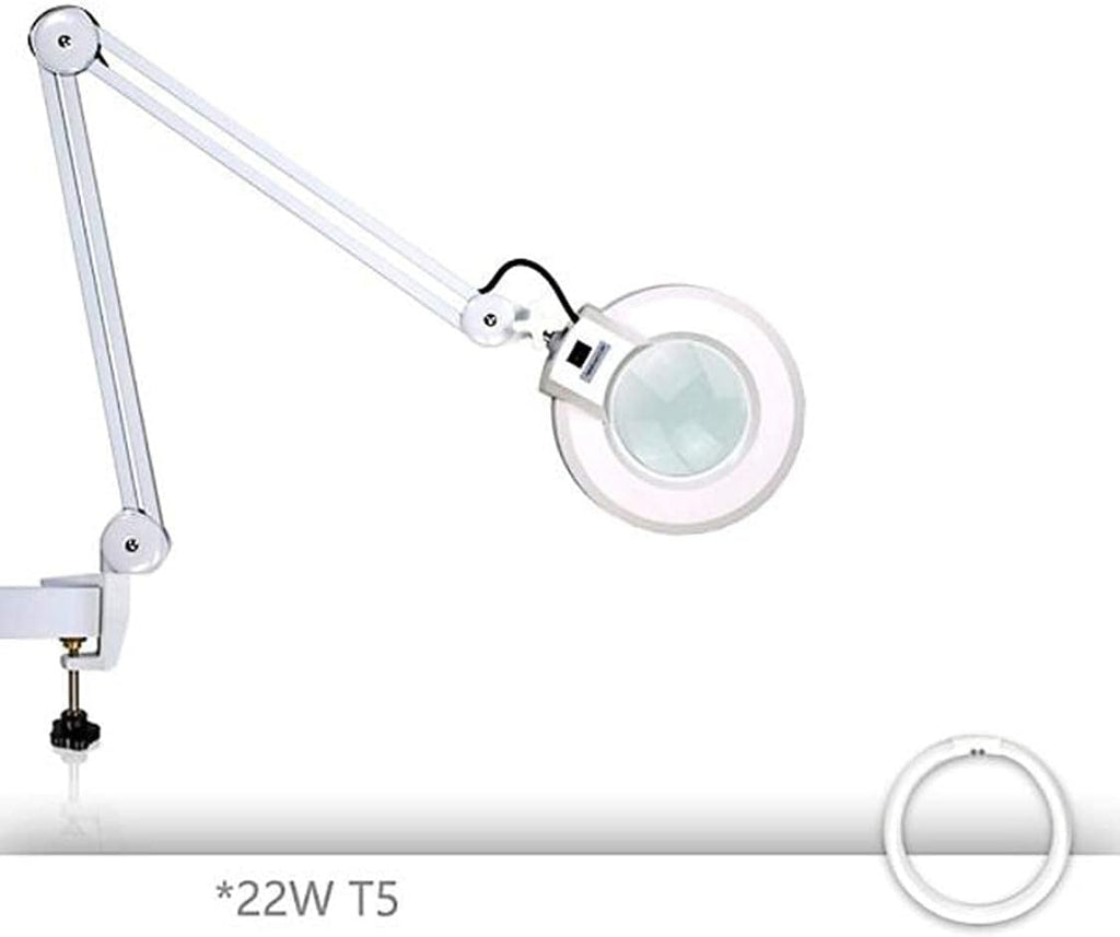 Magnifying Glass 3.5 Diopter Clamp Lamp: Daylight Bright Lighted Lens, Adjustable Swivel Arm Utility Light for Desk, Table, Task, Craft, Jewelry,Sewing,Workbench –