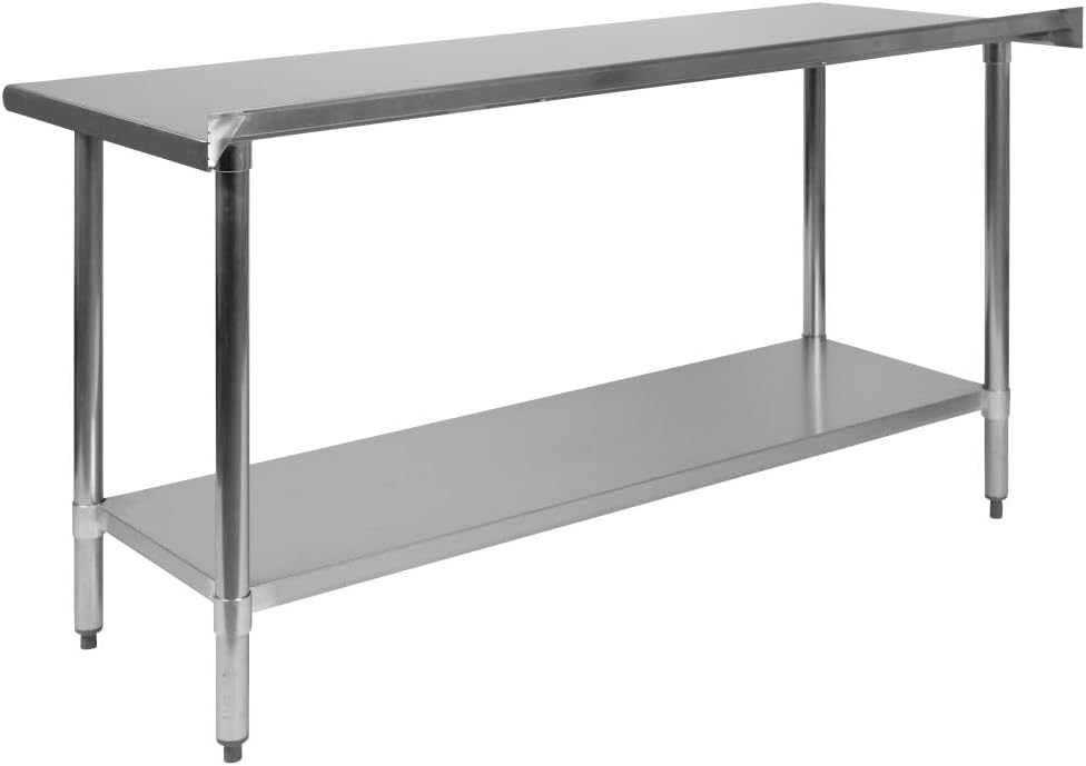 Flash Furniture Reese NSF Certified Stainless Steel Kitchen Prep and Work Table, Commercial Work Table with Storage, 60'W x 24'D x 36'H, Silver