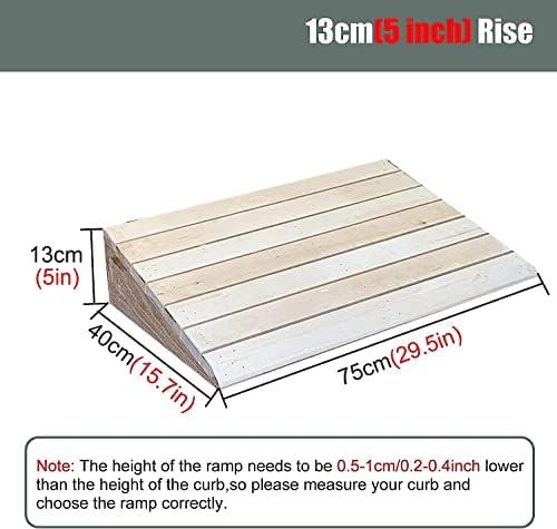 Adjustable Dog Ramp for Cars, 4-7 Inch Rise, Non-Slip Wooden Wheelchair Ramp for Front Door, Pet Aid Transition Ramp for Small & Large Dogs