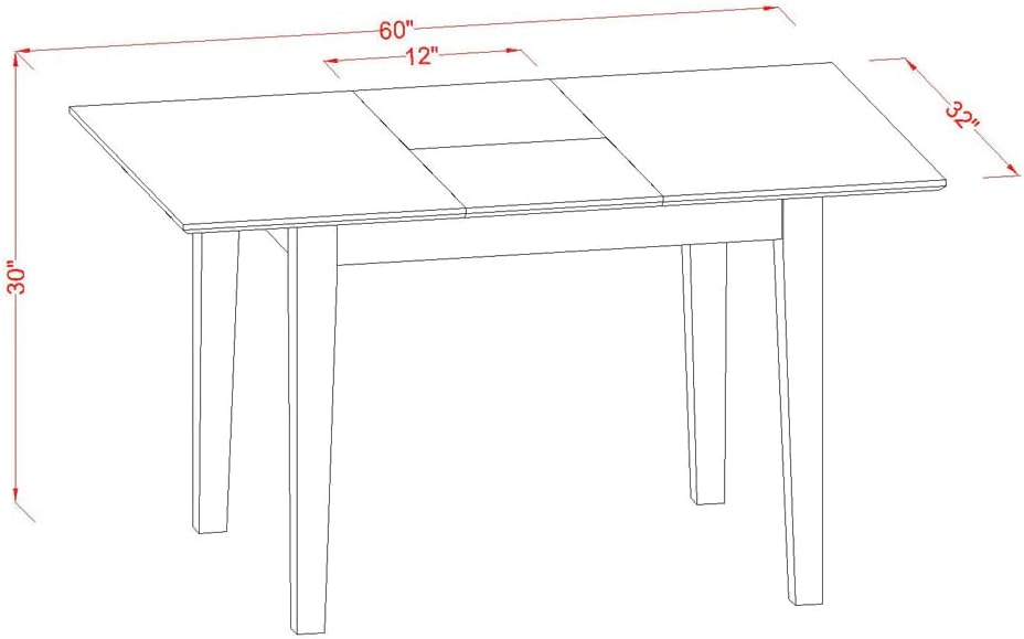 East West Furniture PST-MAH-T Picasso Modern Kitchen Table - a Rectangle Dining Table Top with Butterfly Leaf, 32x60 Inch, Mahogany