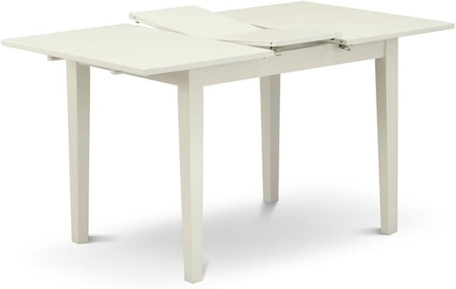 East West Furniture NFT-LWH-T Norfolk Kitchen Table - a Rectangle Dining Table Top with Butterfly Leaf, 32x54 Inch, Linen White
