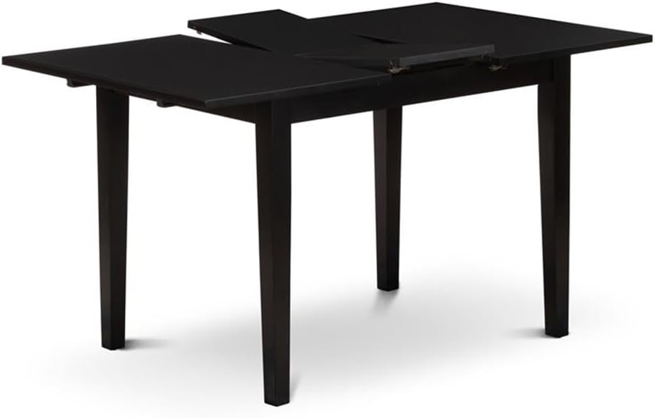East West Furniture NFT-BLK-T Norfolk Kitchen Table - a Rectangle Dining Table Top with Butterfly Leaf, 32x54 Inch, Black
