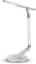 Desk Lamp 7-Speed Dimming Desk Lamp LED USB Interface Table Bedroom Office Study Reading with Eye Protection Lamps Eye Care(Silver)