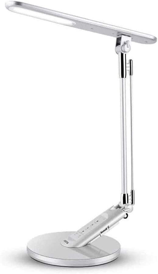 Desk Lamp 7-Speed Dimming Desk Lamp LED USB Interface Table Bedroom Office Study Reading with Eye Protection Lamps Eye Care(Silver)