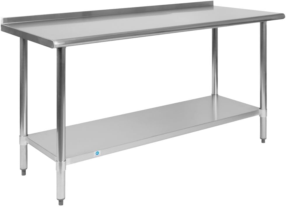 Flash Furniture Reese NSF Certified Stainless Steel Kitchen Prep and Work Table, Commercial Work Table with Storage, 60'W x 24'D x 36'H, Silver