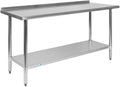Flash Furniture Reese NSF Certified Stainless Steel Kitchen Prep and Work Table, Commercial Work Table with Storage, 60'W x 24'D x 36'H, Silver