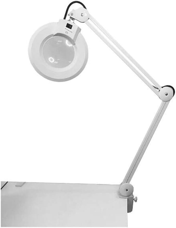 5X/8X LED Magnifying Lamp with Clamp,Super Bright Magnifier Glass Lamp, Full Daylight Lens with Adjustable Swivel Arm Light for Desk Table Task Craft Or Workben (White(5X))
