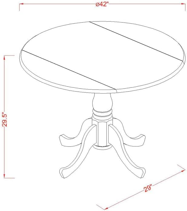 East West Furniture DLT-ANA-TP Dublin Modern Dining Table - a Round Kitchen Table Top with Dropleaf & Pedestal Base, 42x42 Inch, Natural