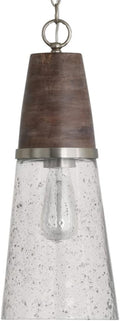 Capital Lighting 340511HN Connor Mid-Century Wood & Glass Cone Pendant, 1-Light 100 Watts, 20' H x 8' W, Black Wash/Matte Nickel