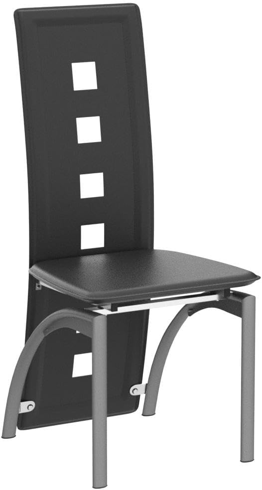 Karl home Modern Hollow Dining Chair Set of 4, Black Dining Chairs with PVC Backrest & Leather Cushion, Dining Chair for Kitchen & Dining Room, 300lbs Weight Capacity