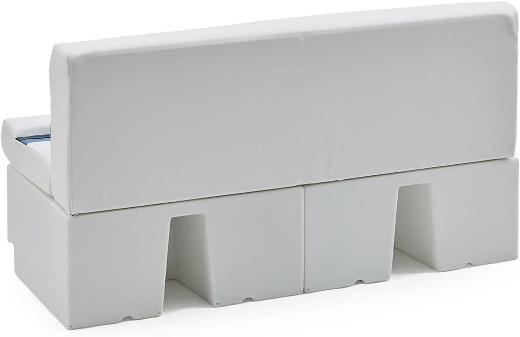 DeckMate Complete 55' Classic Pontoon Boat Seat Bench and Base- White, Blue and Light Blue